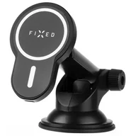 Uchwyty samochodowe do telefonów - Fixed Uchwyt samochodowy magnetyczny z ładowaniem Qi MagClick XL 7,5W/ 15W do iPhone z MagSafe, czarny - miniaturka - grafika 1