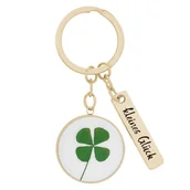 Koszulki i topy damskie - Sheepworld 74430 breloczek do kluczy z liściem koniczyny, kółko na klucze, stop cynku, długość 7,4 cm, talizman, Boże Narodzenie, Sylwester, wielokolorowa, Rozmiar uniwersalny, Motyw "Małe szczęście" - miniaturka - grafika 1