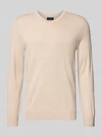 Swetry męskie - Sweter z dzianiny z mieszanki wełny z dekoltem w serek - miniaturka - grafika 1