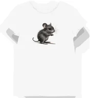 Koszulki i topy damskie - Koszulka damska biała z nadrukiem szarej myszy w cieniu XXL - miniaturka - grafika 1