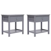 Szafki nocne - vidaXL Szafki nocne, 2 szt., szare, 40x29x42 cm, drewno paulownia - miniaturka - grafika 1