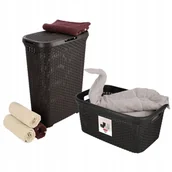Kosze na bieliznę - Kosz z pokrywą 60L + pojemnik 45L Curver Natural Style brązowy - miniaturka - grafika 1