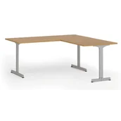 Biurka - Biurko PRIMO BETA L, 1800 x 1800 mm, podstawa szara, buk - miniaturka - grafika 1