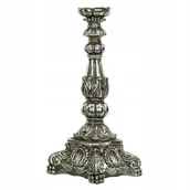 Świeczniki - ŚWIECZNIK RETRO VINTAGE srebrny wys. 31cm - miniaturka - grafika 1