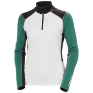 Koszulki sportowe damskie - Helly Hansen Lifa Merino Midweight 1/2 Zip, damski, zielony/biały - miniaturka - grafika 1