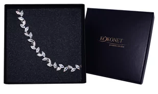 Bransoletka srebrna ślubna z listkami i cyrkoniami - Bransoletki - miniaturka - grafika 1