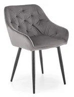 Krzesła - Szare pikowane krzesło welurowe - Artse - miniaturka - grafika 1