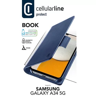Cellularline Book Case - Etui Samsung Galaxy A34 5G (niebieski) - Pozostałe akcesoria do telefonów - miniaturka - grafika 4