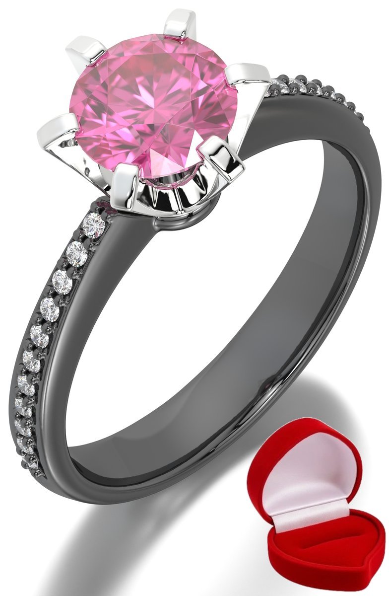 ZŁOTY PIERŚCIONEK ZARĘCZYNOWY 585 14k SZAFIR 1 ct CZARNE ZŁOTO R11