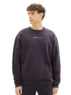 Bluzy męskie - TOM TAILOR Denimowa męska bluza z okrągłym dekoltem i małym nadrukiem z logo, 29476-węgiel szary, XXL - miniaturka - grafika 1