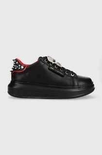 Sneakersy damskie - Karl Lagerfeld sneakersy skórzane KAPRI kolor czarny - grafika 1