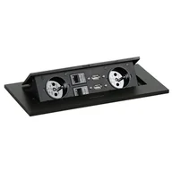 Gniazdka elektryczne - Port blatowy TYP III - wpuszczany, 2 gniazda, 2x port USB, 2x RJ45 port, czarny - miniaturka - grafika 1