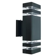 Lampy ogrodowe - Kinkiet zewnętrzny Vela czarno-przezroczysty 2xGU10x30W wym: 30x11x13 cm IP54 IdeaLED - miniaturka - grafika 1