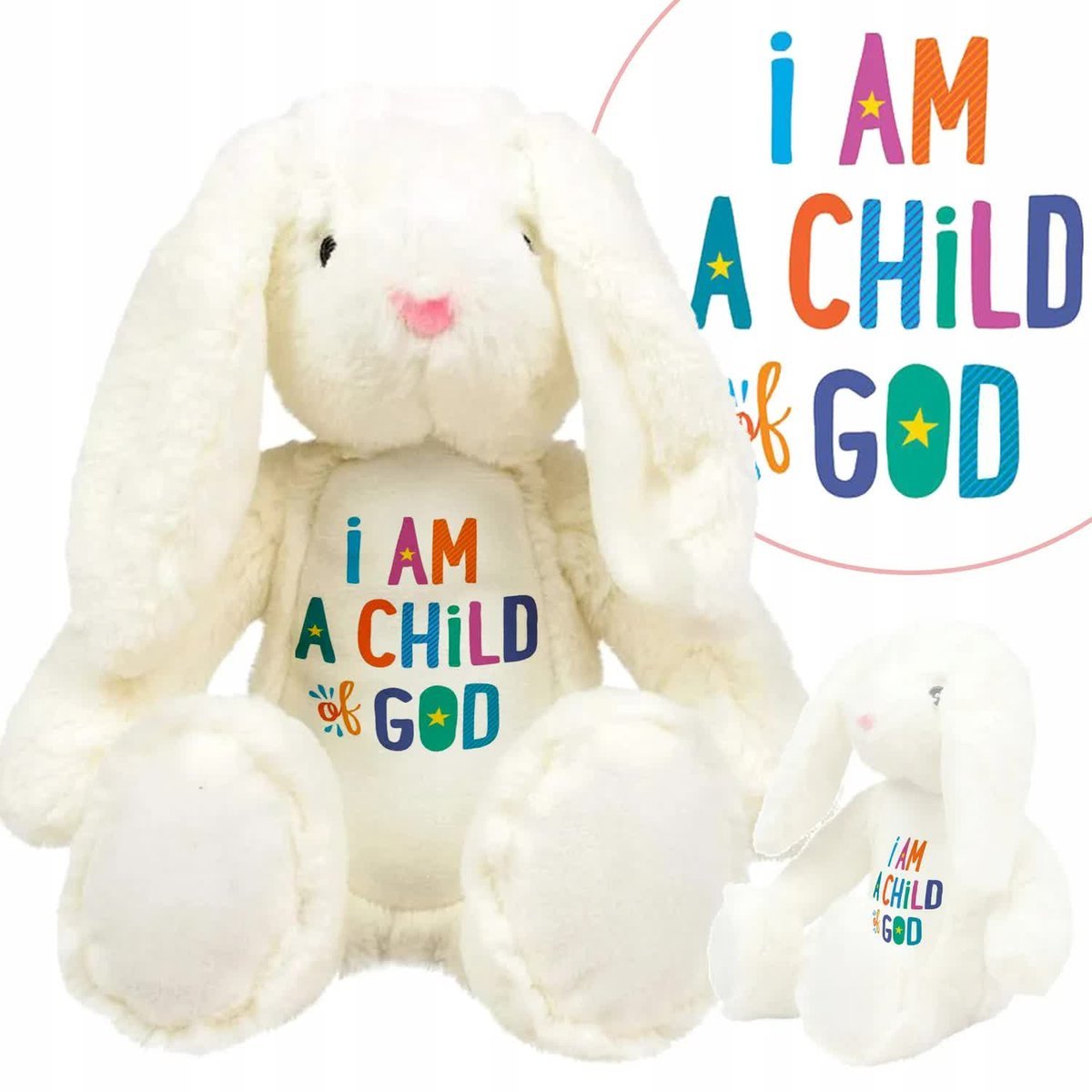 Miś Maskotka Przytulanka KRÓLICZEK Kolorowe Wzory