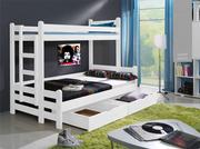 Łóżka dla dzieci i młodzieży - Łóżko piętrowe BULLOCK 200x120 szare trzyosobowe - miniaturka - grafika 1