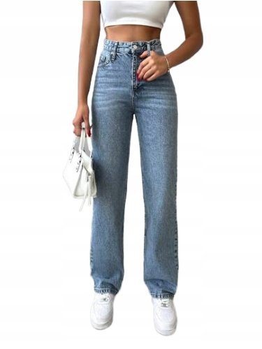 SHEIN TALL JEANSY DŁUGIE W KANT WYSOKI STAN NIEBIESKIE M 1_B