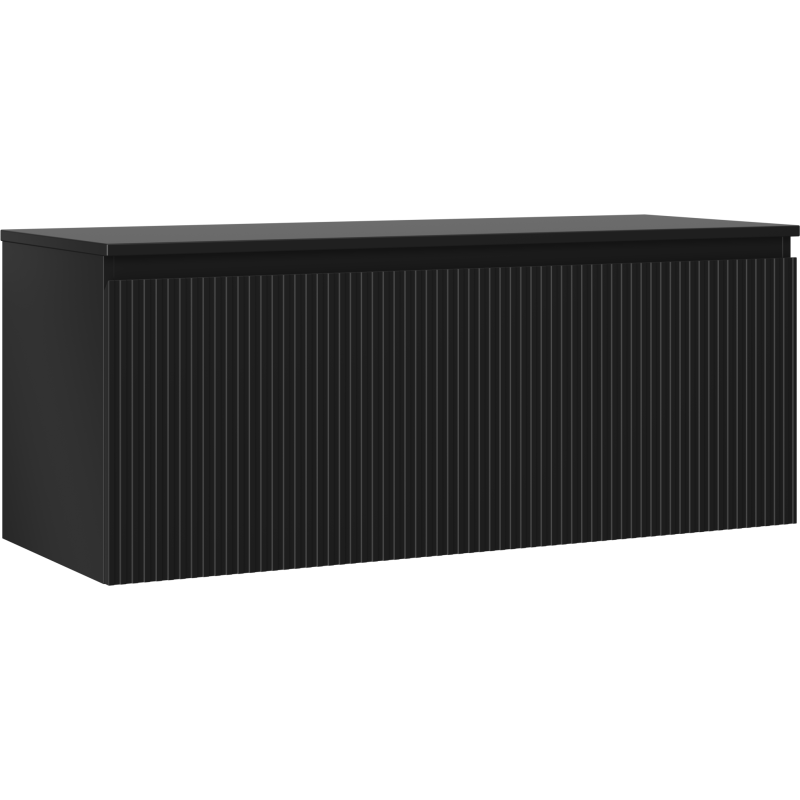 Mexen Rivel szafka łazienkowa podumywalkowa 120 cm z blatem, 1 szuflada, ryflowana , czarna mat - 91A20-12047-1-BFC71