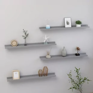 vidaXL vidaXL Półki ścienne, 4 szt., szare, 80x9x3 cm - Półki do salonu - miniaturka - grafika 1