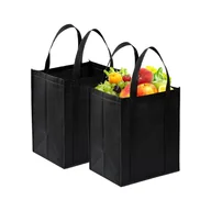 Torby i wózki na zakupy - sztuki wielokrotnego użytku torby na zakupy z uchwytem, 38 x 32 x 22 cm, duża czarna torba na zakupy, torby o dużej pojemności, zmywalna, składana tor - miniaturka - grafika 1