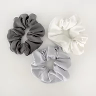 Ozdoby do włosów - Gumki scrunchie bambusowe 3-pak - śmietanka, popiel, grafit - miniaturka - grafika 1