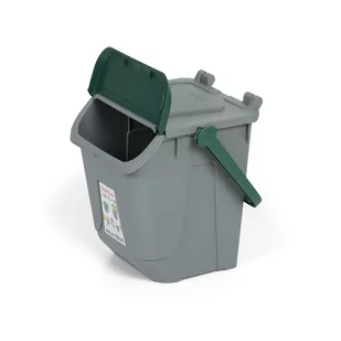 Plastikowy kosz do segregacji odpadów ECOLOGY, szaro-zielony - Kosze na śmieci - miniaturka - grafika 2