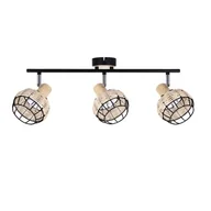 Lampy sufitowe - Tajga lampa sufitowa  spot) 3-punktowa czarna/rattan 93-12227 - miniaturka - grafika 1