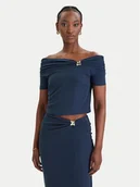 Bluzki damskie - Guess Bluzka W6GP12 K2935 Granatowy Regular Fit - miniaturka - grafika 1