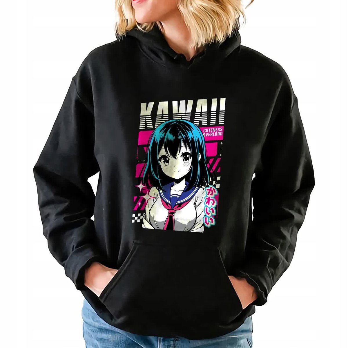 Bluza Damska Z Kapturem KAWAII Japońskie Anime Kawaii Wzory Rozmiar M