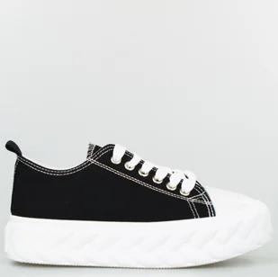 Estetino Tenisówki na ozdobnej platformie tekstylne czarne-41 - Trampki damskie - miniaturka - grafika 1