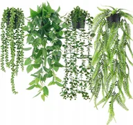 Sztuczne kwiaty - Sztuczne Kwiaty Kwietnik Wiszące Rośliny Bluszcz Paproć Ozdoba Ścienna - miniaturka - grafika 1