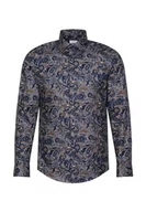 Koszule męskie - Seidensticker Męska koszula biznesowa – slim fit – łatwa do prasowania – kołnierz Kent – długi rękaw – 100% bawełna, szary, 44 - miniaturka - grafika 1
