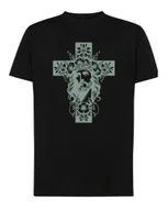 Koszulki męskie - Koszulka Jezus Krzyż Wiara Kwiaty Katolicka na Prezent Czarny M - miniaturka - grafika 1