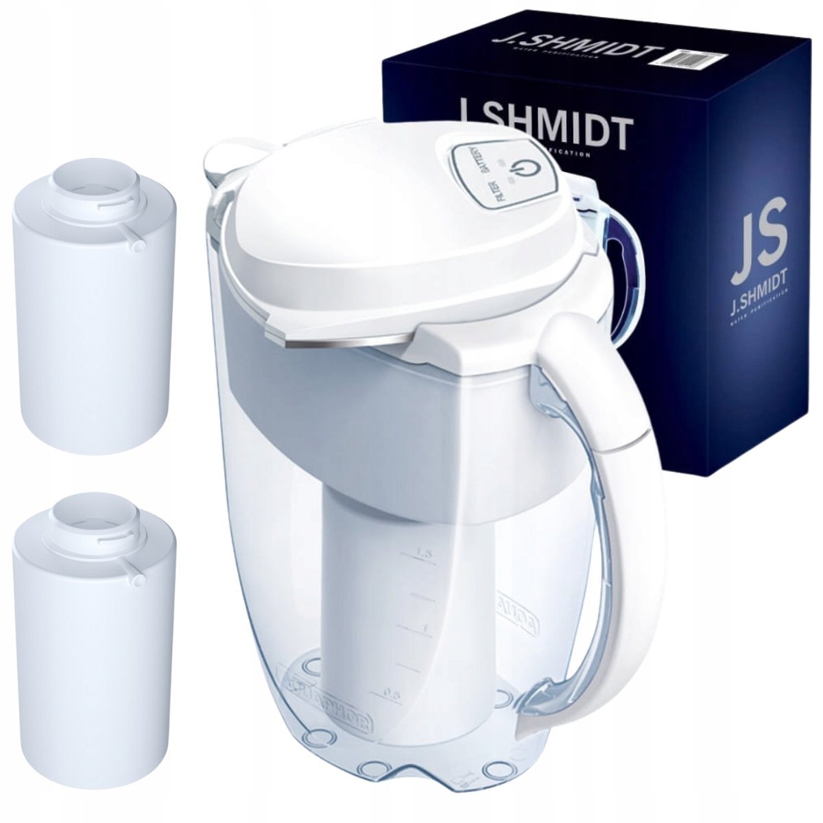 Duży dzbanek filtrujący wodę Aquaphor Shmidt, dwa wkłady filtrujące JS500