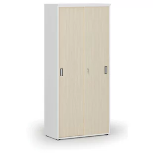 Szafa z drzwiami przesuwnymi PRIMO WHITE, 1781 x 800 x 420 mm, biały/orzech - Szafy biurowe - miniaturka - grafika 4