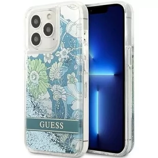 Guess GUHCP13XLFLSN iPhone 13 Pro Max 6,7" zielony/green hardcase Flower Liquid Glitter GUE001955-0 - Etui i futerały do telefonów - miniaturka - grafika 1