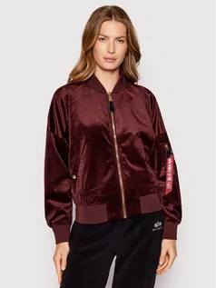 Kurtki damskie - Alpha Industries Kurtka bomber Velvet 106002 Bordowy Relaxed Fit - grafika 1