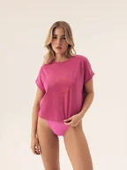 Bluzki damskie - Koszulka z krótkim rękawem Venice Bloovii fuksja S - miniaturka - grafika 1