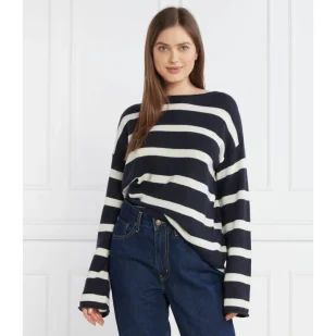 Tommy Hilfiger Wełniany sweter BOAT-NK | Relaxed fit - Swetry damskie - miniaturka - grafika 1