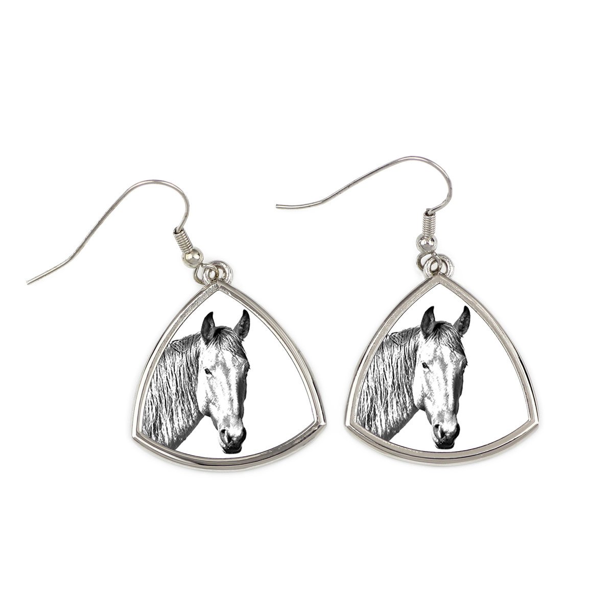 Koń pustynny Namib - kolczyki z koniem, wiszące kolczyki ze zdjęciem, personalizowana biżuteria z nadrukiem marki Art-Dog