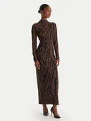 Sukienki - ACCESS FASHION Sukienka codzienna 54-3352-0006 Brązowy Slim Fit - miniaturka - grafika 1