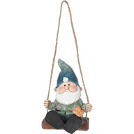 Pozostałe ozdoby ogrodowe - Dekoracja wisząca Krasnal na huśtawce, 10 x 14,5 x 9 cm, polystone, mix kolorów - miniaturka - grafika 1