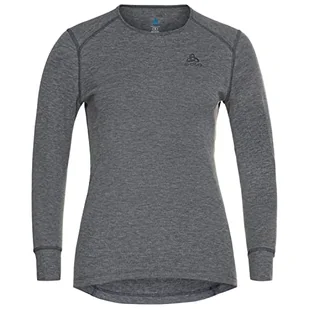 ODLO Damska koszulka z okrągłym dekoltem L/S Active Warm Eco T-shirt Szary Steel Grey Melange L 159101 - Koszulki i topy damskie - miniaturka - grafika 1