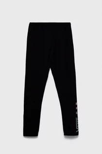 Spodnie i spodenki dla dziewczynek - Vans legginsy dziecięce kolor czarny z nadrukiem - grafika 1