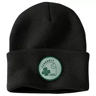 Carhartt Męska czapka z dzianiny Shamrock Patch Beanie, czarny, jeden rozmiar - Czapki damskie - miniaturka - grafika 1