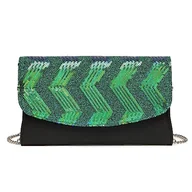 Torebki damskie - Miss Lulu Mini torba crossbody dla kobiet kopertówka łańcuszek torba na ramię wieczorne przyjęcie błyszczące cekiny, Czarny i zielony, Medium - miniaturka - grafika 1