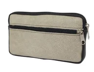 Torby męskie - Skórzane Etui Na Telefon Saszetka CAPPUCINO/CZARNY Na Pasek Z Suwakiem Polska Galanteria (PL) Na Smartfona 17,5 x 10,5 [cm] - miniaturka - grafika 1