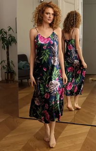 Flowers koszula nocna długa DK-HI 001, Kolor granat-kwiaty, Rozmiar S, DKaren - Primodo.com - Piżamy damskie - miniaturka - grafika 1
