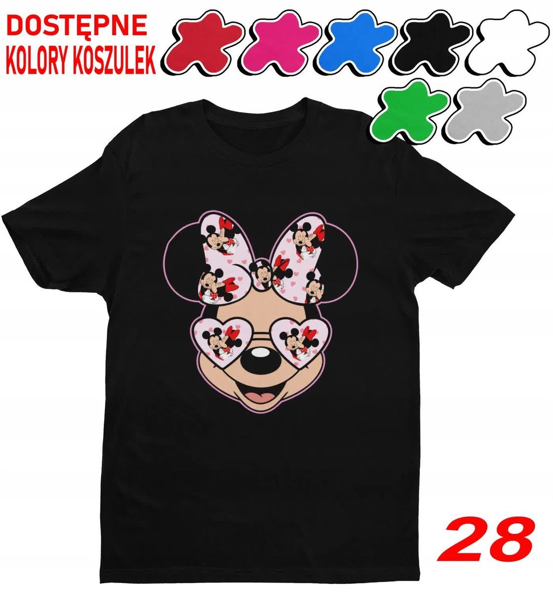 Dziecięca Koszulka Z Nadrukie.Duży Wybór Myszka Miki Minnie Daisy-M 134-140