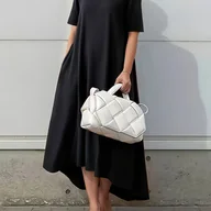 Sukienki - TEMU Damska sukienka na co dzień z krótkim rękawem i zamkiem błyskawicznym - jednokolorowa czarna, okrągły dekolt, swobodny kroju A, idealna na - miniaturka - grafika 1