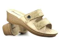 Klapki i japonki damskie - Klapki damskie z paskami na rzep - INBLU 26-78, piaskowe - Inblu - miniaturka - grafika 1